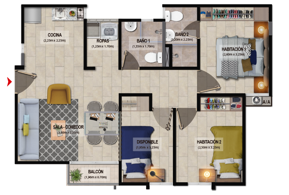 Proyectos Vivienda Nueva Armonia Apartamento en venta Atlántico Soledad El Manantial 58 m2 Habitaciones 3 Baños 2 Garajes 0 Precio $225000000