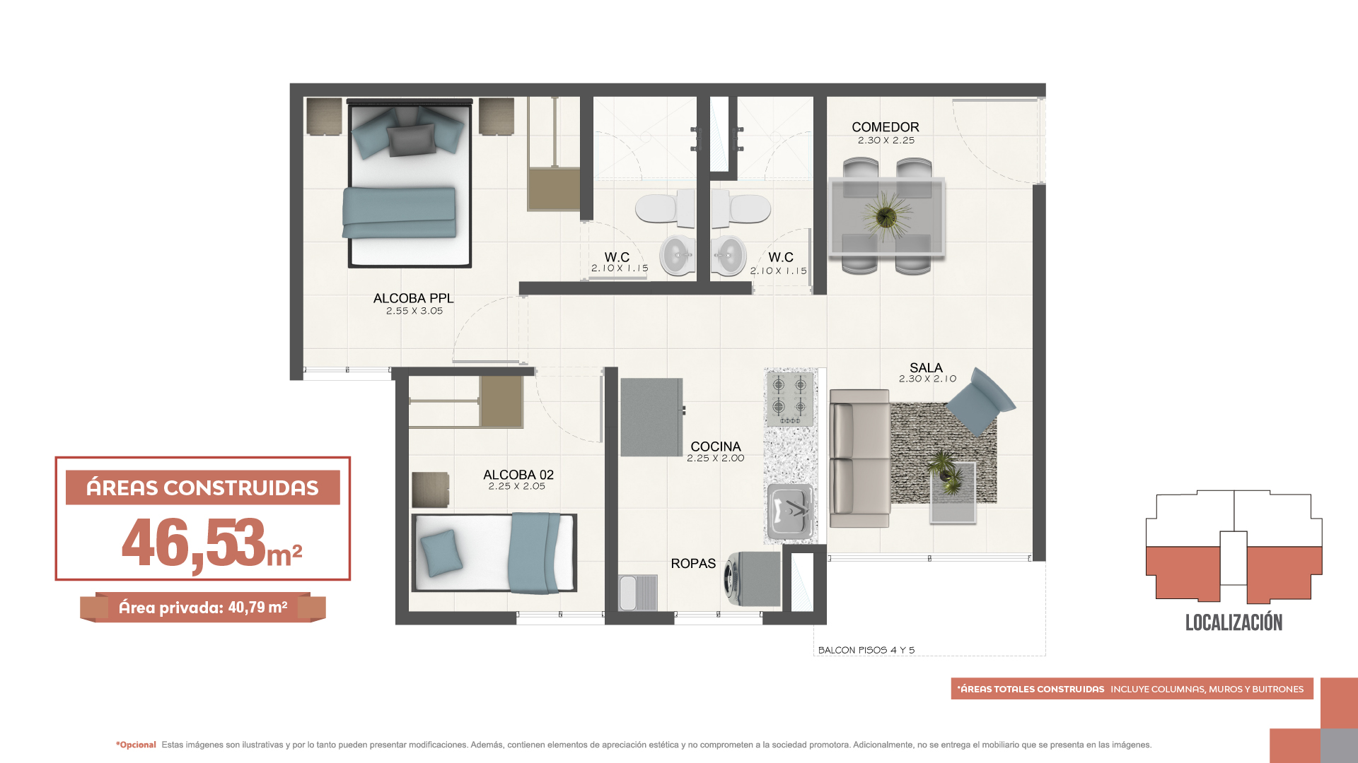 Proyectos Entrega Inmediata Guaduales Del Otún Apartamento en venta Risaralda Dosquebradas Frailes 46 m2 Habitaciones 2 Baños 2 Garajes 0 Precio $180600000