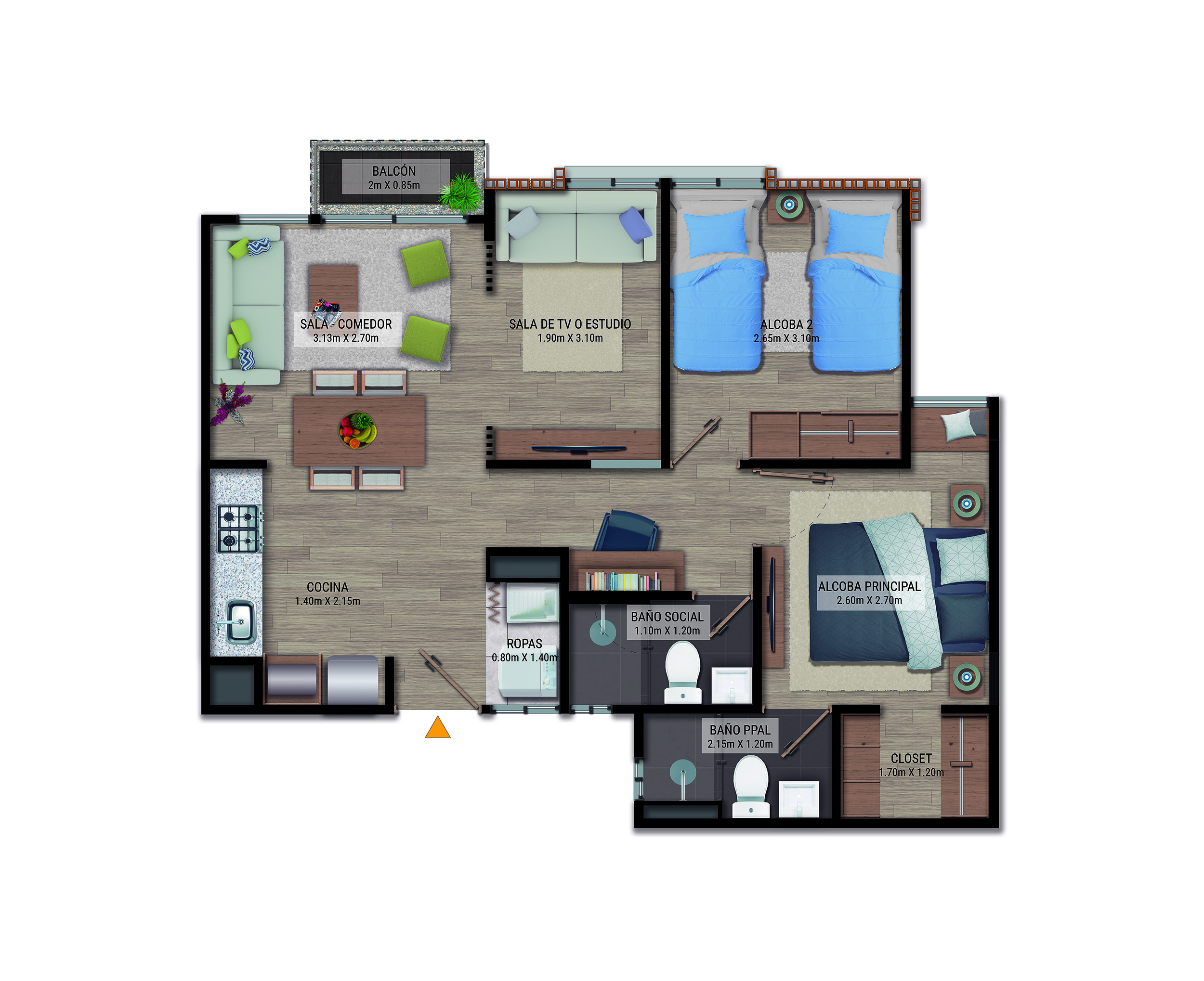 Proyectos Vivienda Nueva Serranía Del Vínculo Apartamento en venta Cundinamarca Soacha Chusaca 56 m2 Habitaciones 2 Baños 2 Garajes 0 Precio $222220000