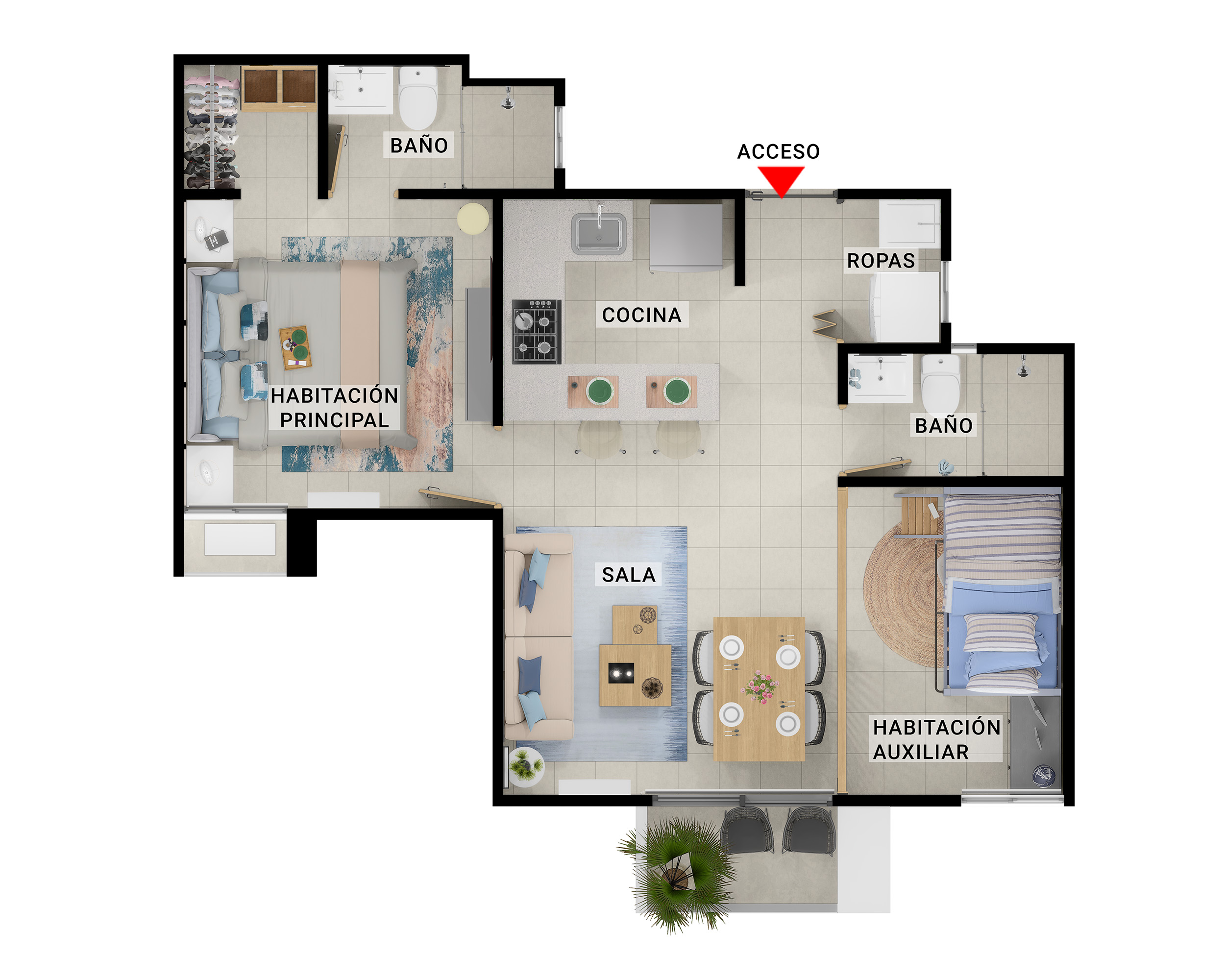 Proyectos Sobre Planos Praseo Apartamento en venta Bolívar Cartagena Serena De Mar 49 m2 Habitaciones 2 Baños 2 Garajes 1 Precio $465000000