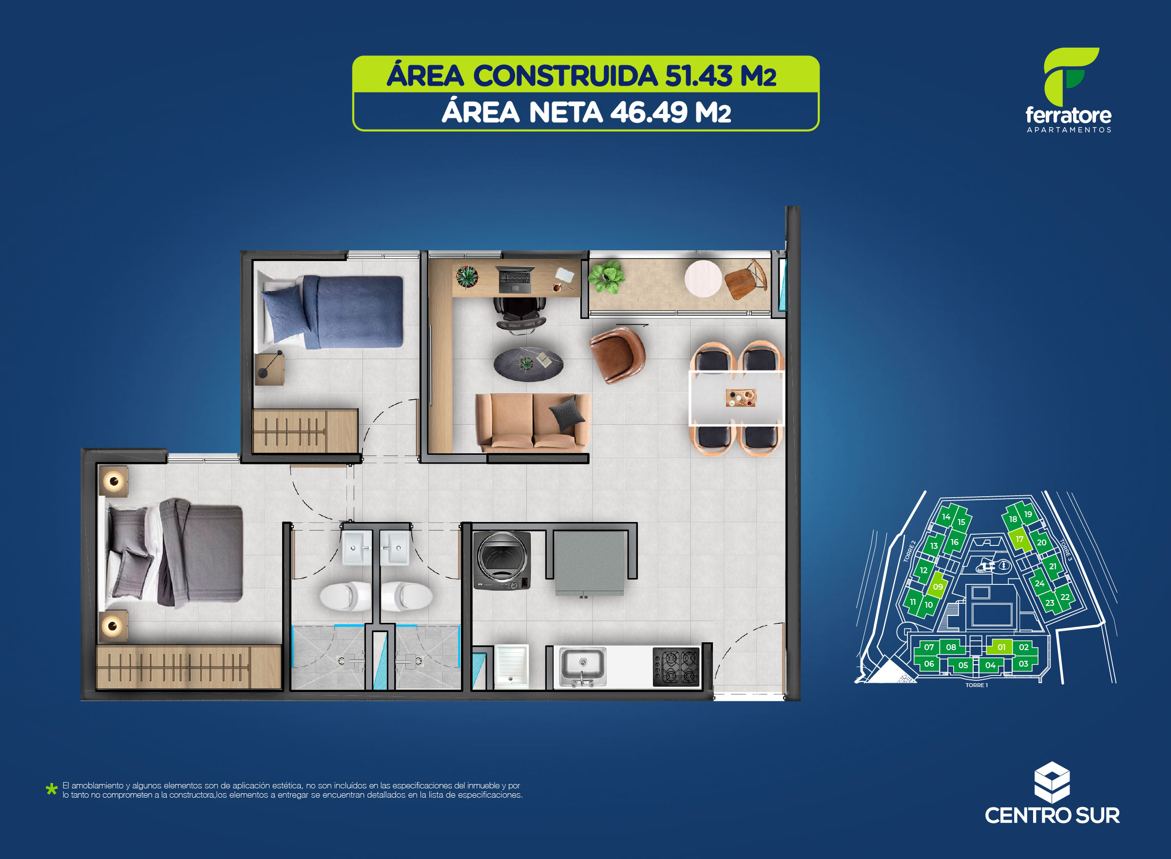 Proyectos Sobre Planos Ferratore Apartamento en venta Antioquia La Estrella La Tablaza 50 m2 Habitaciones 2 Baños 2 Garajes 0 Precio $228500000