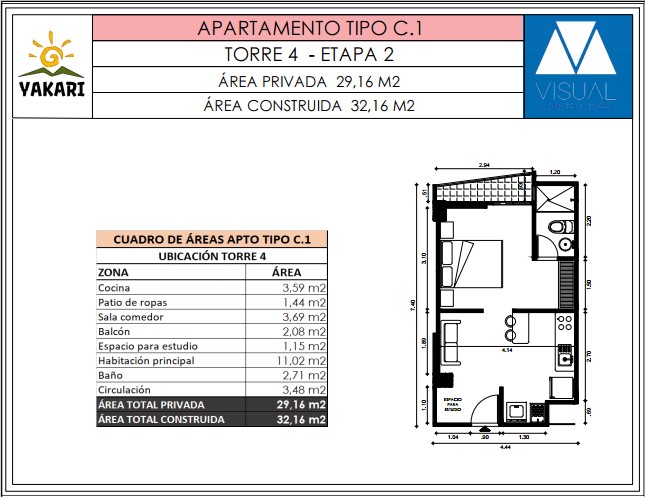 Proyectos Vivienda Nueva Torre 4 Apartamento en venta Quindío Armenia Monteprado 32 m2 Habitaciones 1 Baños 1 Garajes 0 Precio $138000000