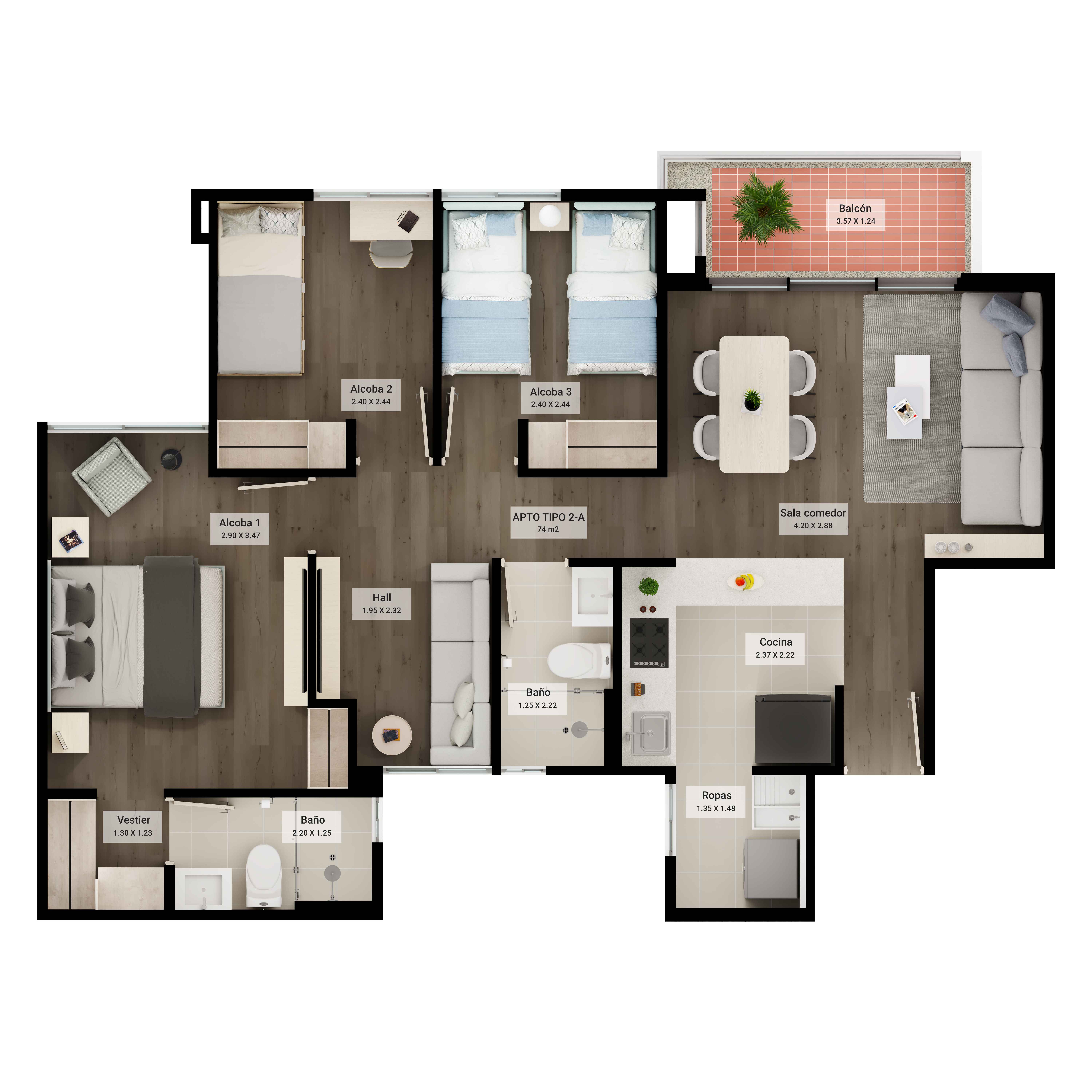 Proyectos Vivienda Nueva Cerezo Apartamento en venta Cundinamarca Mosquera Reserva De Alcalá 74 m2 Habitaciones 3 Baños 2 Garajes 1 Precio $434000000